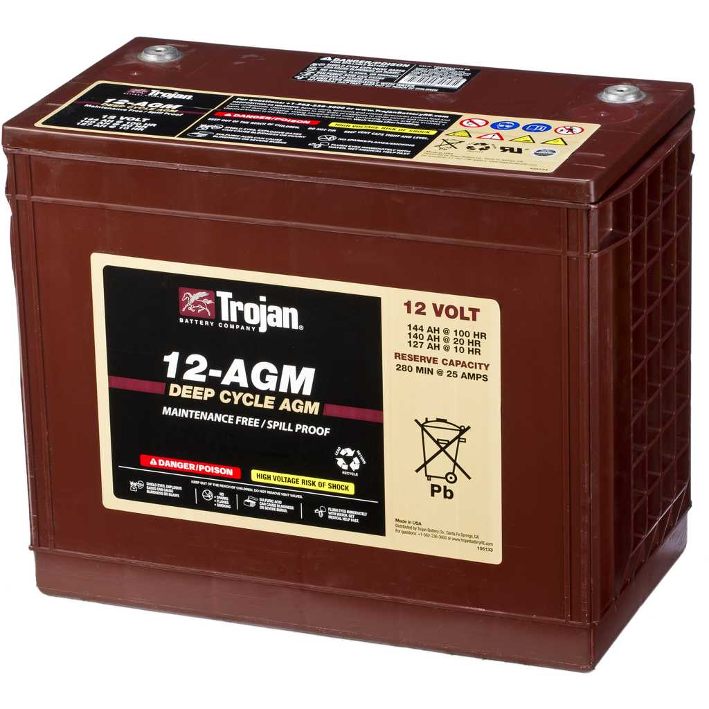 12-AGM_TROJAN Batería Trojan 12-AGM 12 Volt Deep-Cycle Agm Batteries. 12V - 140Ah (344x172x276mm)
