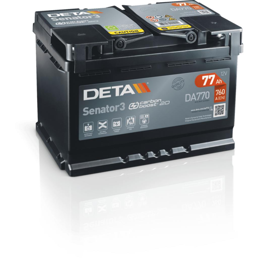 DA770_DETA Batería Deta DA770 Senator 3. 12V - 77Ah/760A (EN) Caja L3