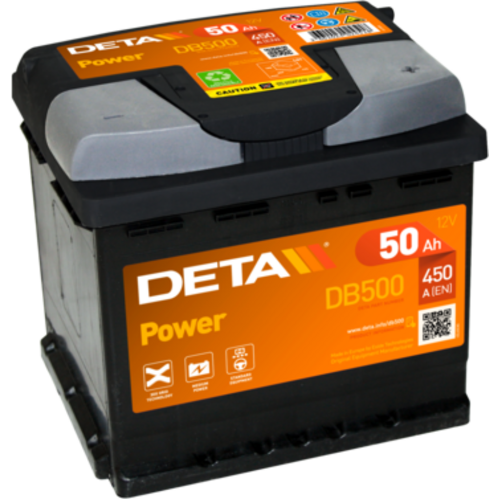 DB500_DETA Batería Deta DB500 Power. 12V - 50Ah/450A (EN) Caja L1