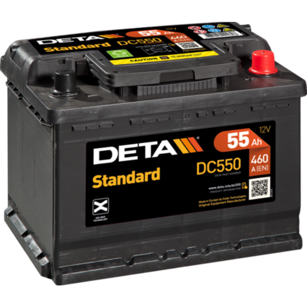 DC550_DETA Batería Deta DC550 Standard. 12V - 55Ah/460A (EN) Caja L2