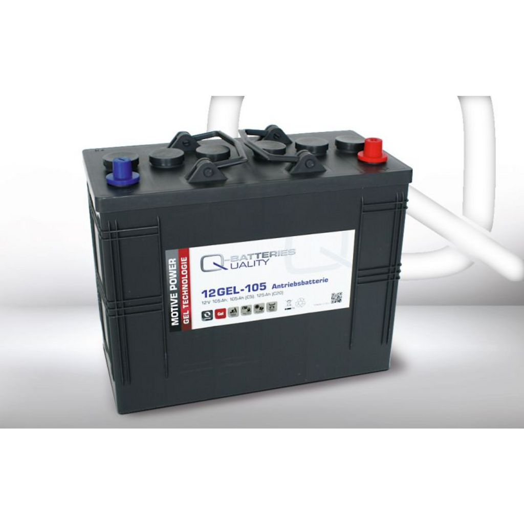 12GEL-105_QB Batería Qbatteries 12GEL-105 Gel Traction Battery. Tecnología GEL. 12V - 125Ah (345x170x285mm)