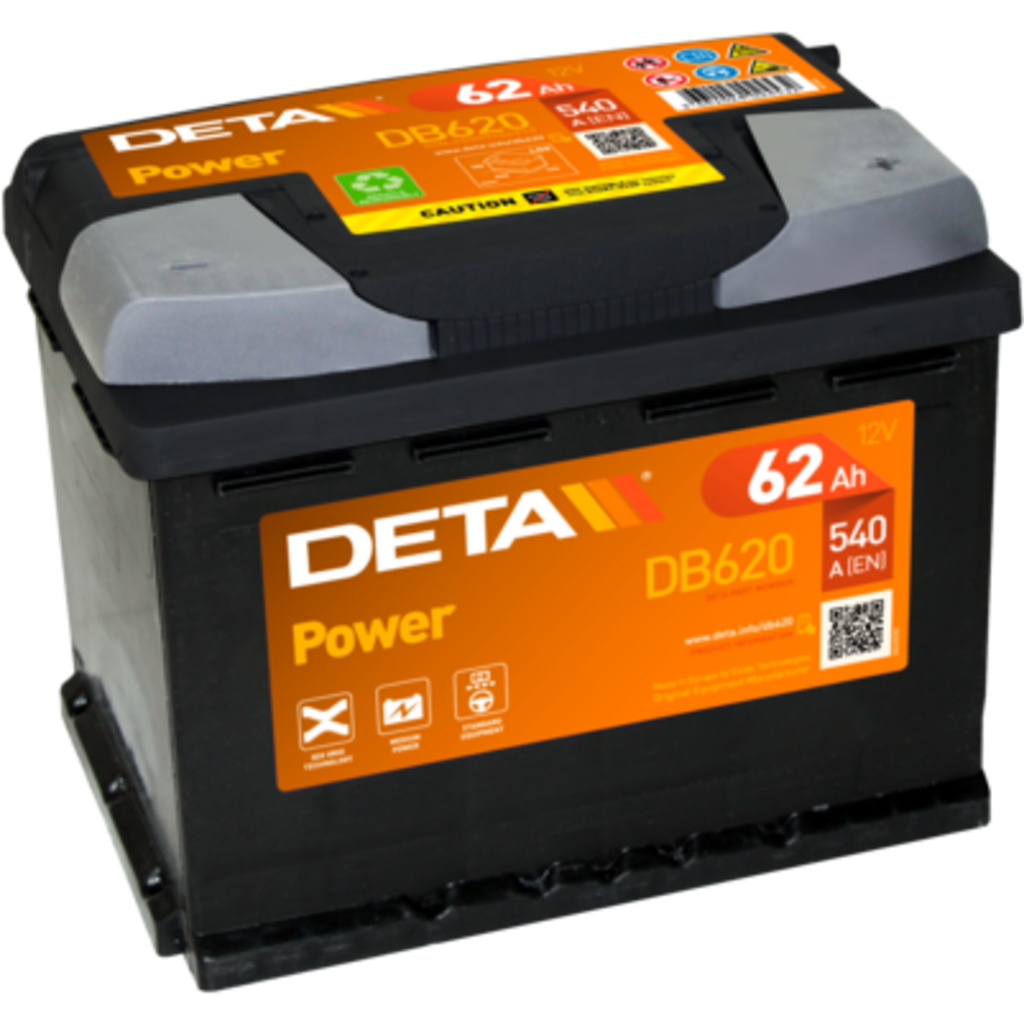 DB620_DETA Batería Deta DB620 Power. 12V - 62Ah/540A (EN) Caja L2