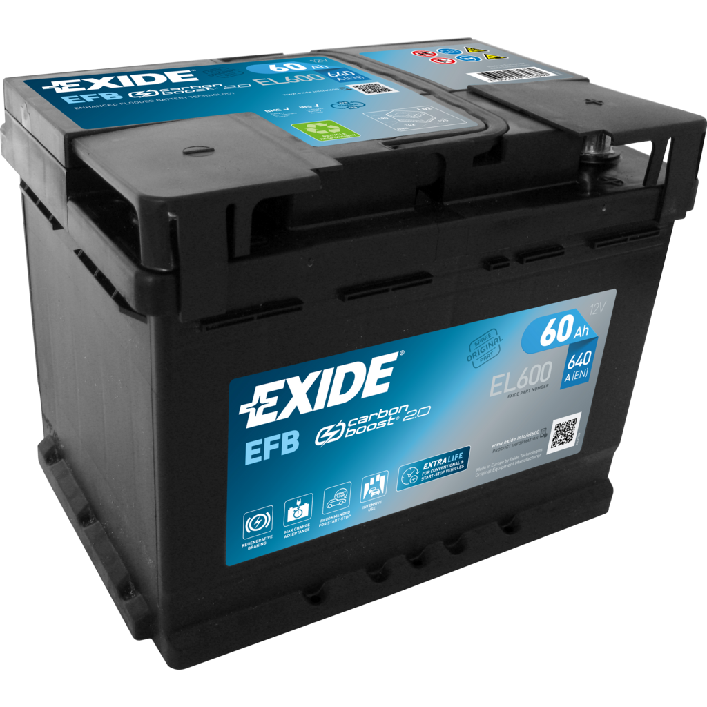 EL600_EXIDE Batería Exide EL600 Efb. Tecnología EFB. 12V - 60Ah/640A (EN) Caja L2