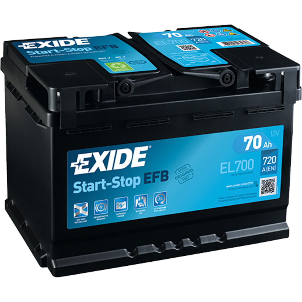 EL700_EXIDE Batería Exide EL700 Efb. Tecnología EFB. 12V - 70Ah/760A (EN) Caja L3