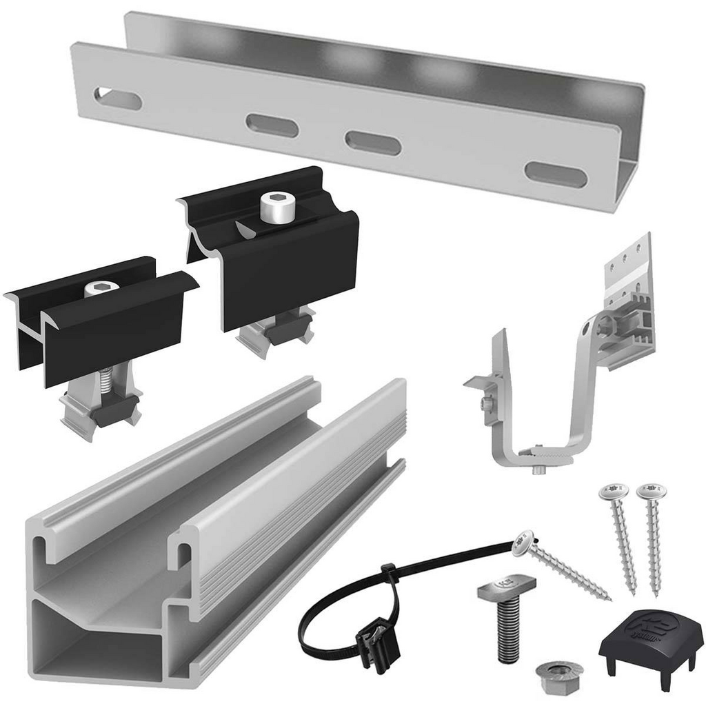 Soporte placas solares K2 Single Rail 2.4 kWP, 6 módulos tejas, vertical