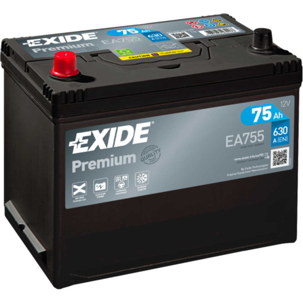 EA755_EXIDE Batería Exide EA755 Premium. 12V - 75Ah/630A (EN) Caja D26