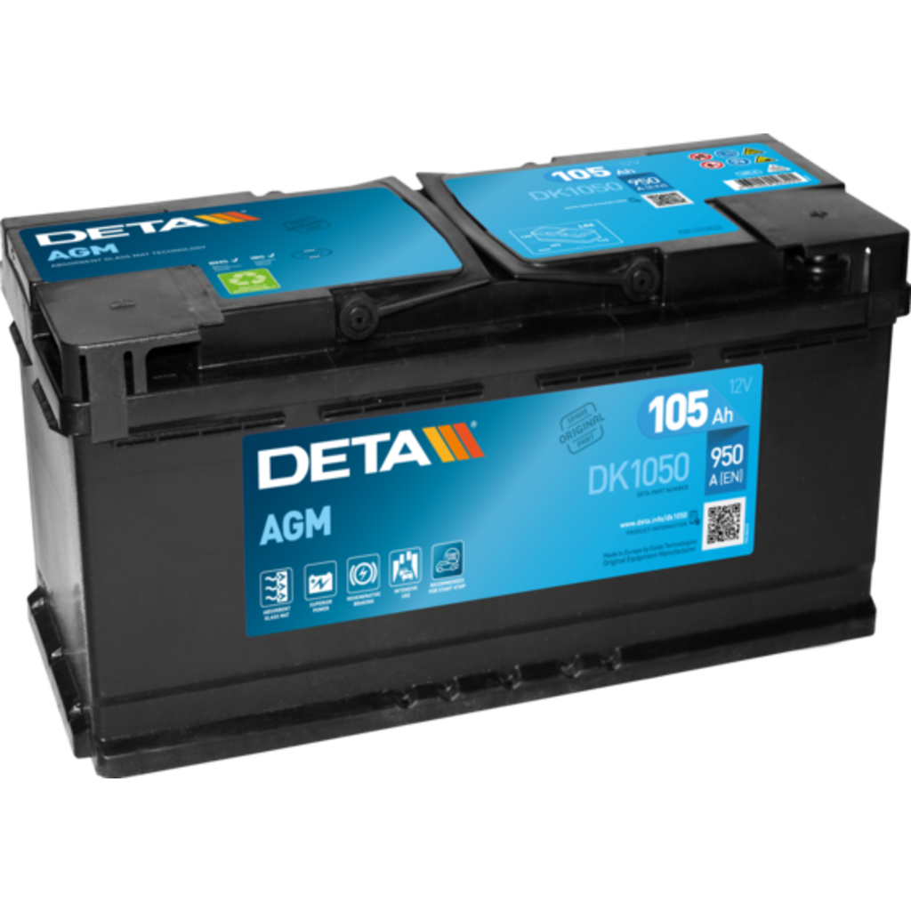 DK1050_DETA Batería Deta DK1050 Agm. Tecnología AGM. 12V - 105Ah/950A (EN) Caja L6