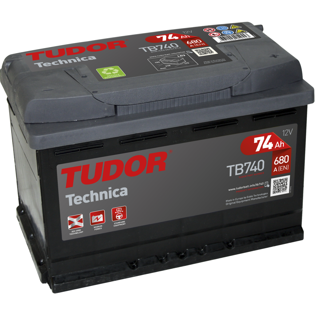 TB740_TUDOR Batería Tudor TB740 Technica. 12V - 74Ah/680A (EN) Caja L3