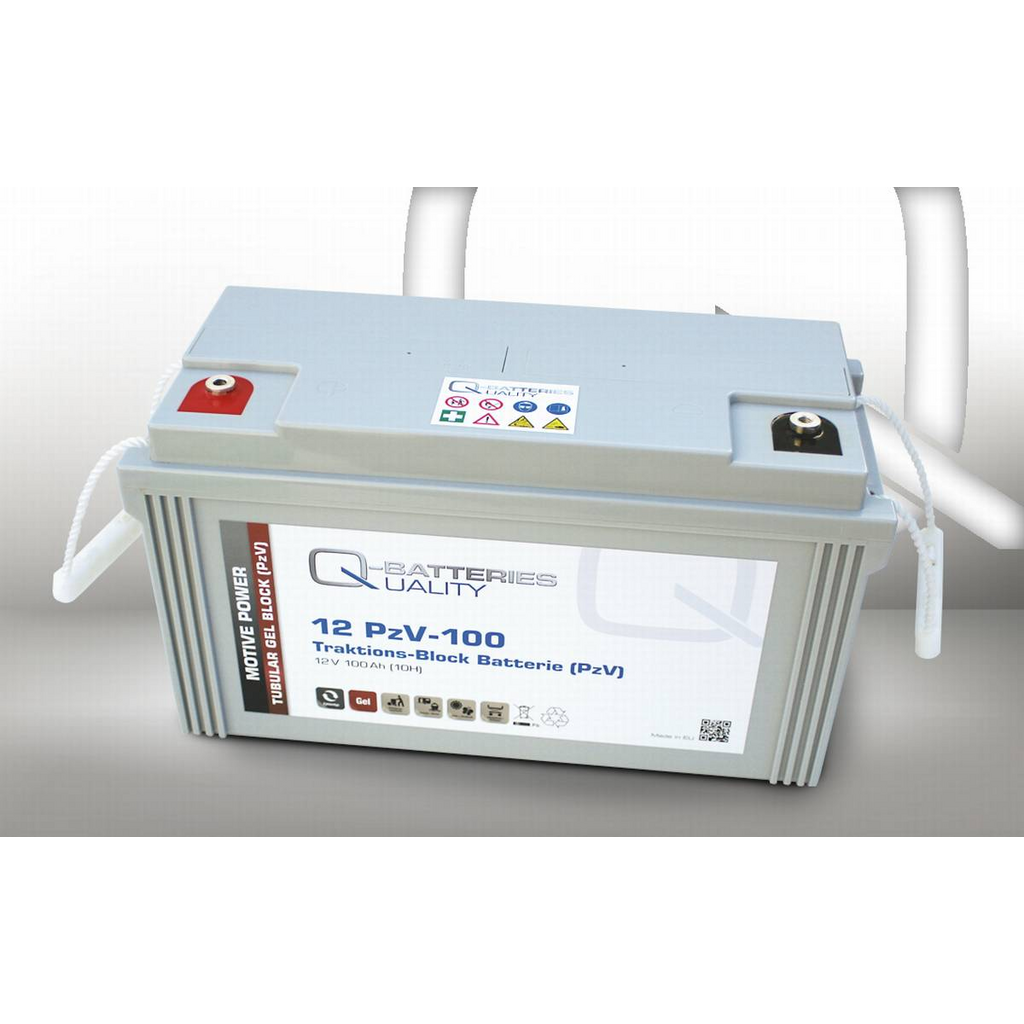 12PZV-100_QB Batería Qbatteries 12PZV-100 Tubular Gel Block. 12V - 100Ah (390x175x225mm)