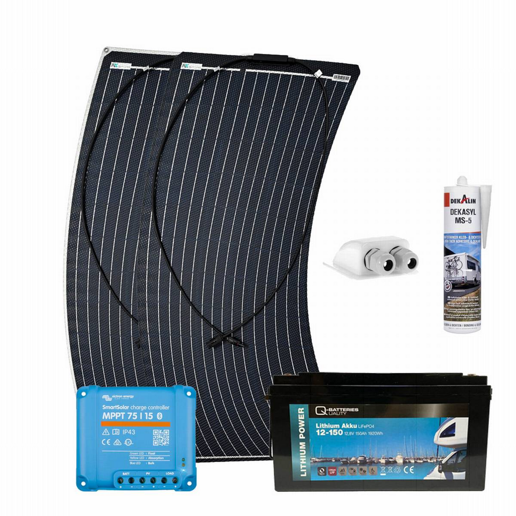 Kit solar camper 200W a-Tronix con batería litio LiFePO4 12V 150Ah y regulador MPPT