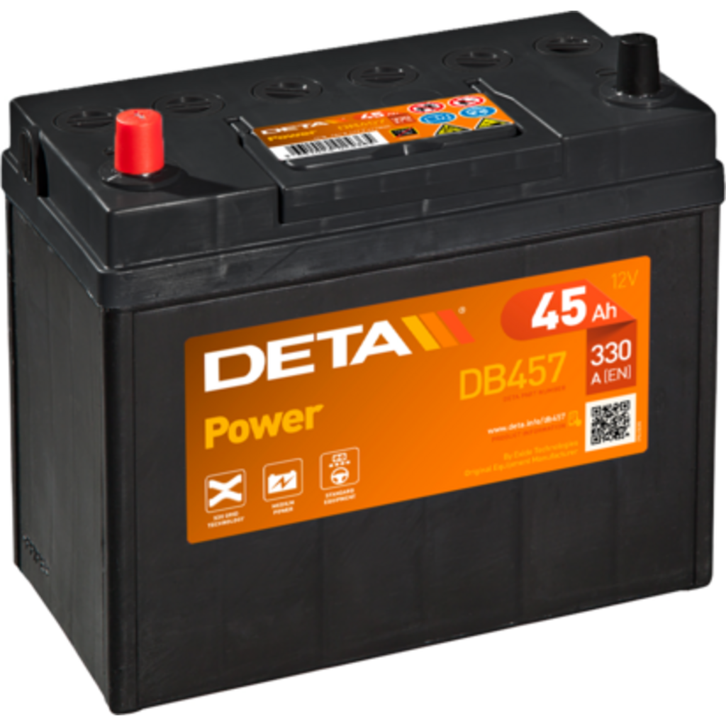 DB457_DETA Batería Deta DB457 Power. 12V - 45Ah/330A (EN) Caja B24