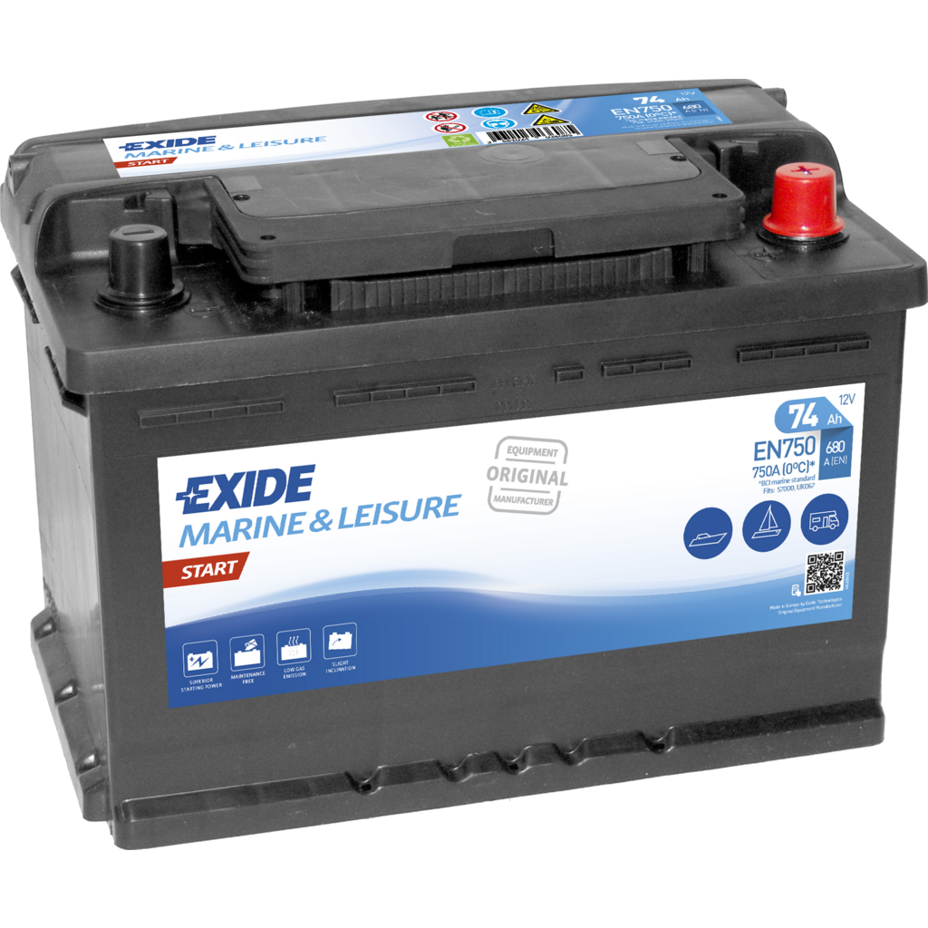 EN750_EXIDE Batería Exide EN750 Marina Start. 12V - 74Ah/680A (EN) Caja L3