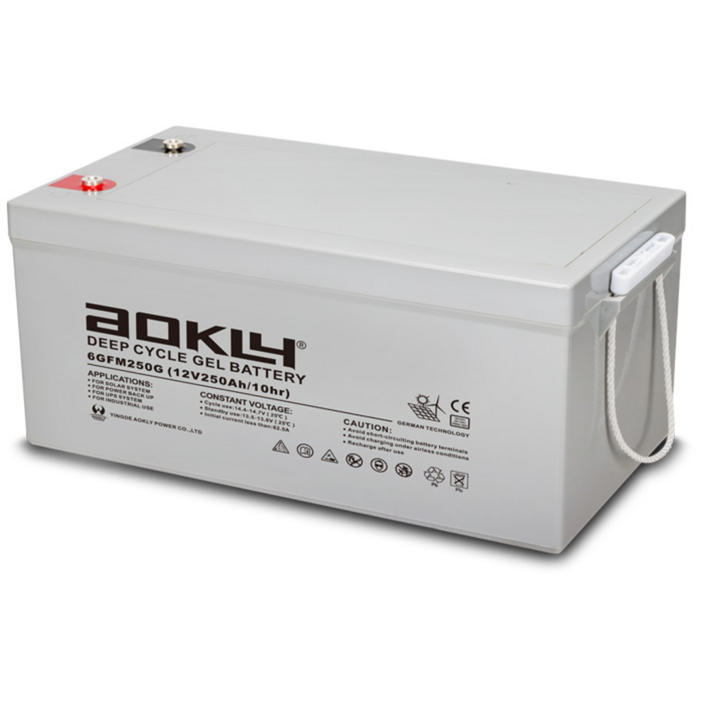 6GFM250G_AOKLY Batería Aokly 6GFM250G Gel Vrla. Tecnología GEL. 12V - 250Ah (522x240x218mm)