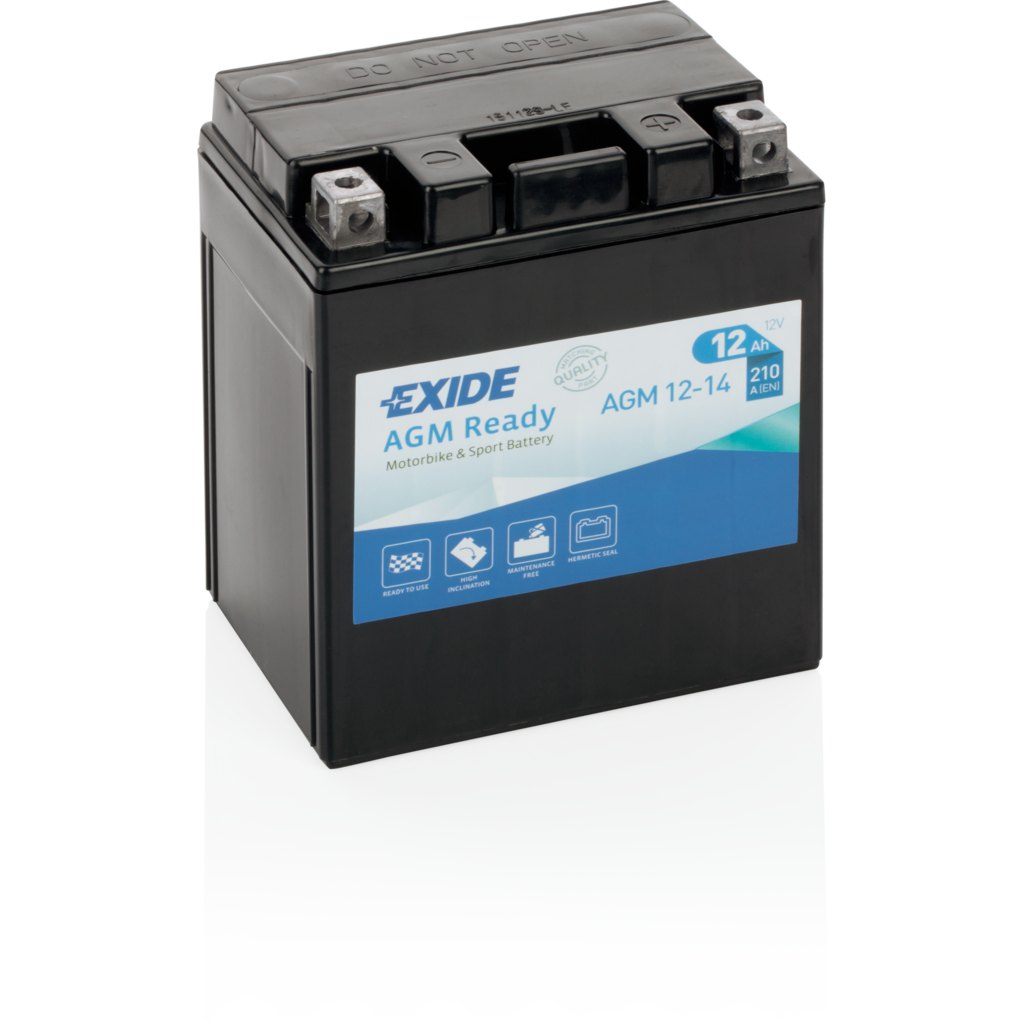 AGM12-14_EXIDE Batería Exide AGM12-14 Moto 12V Agm Ready. Tecnología AGM. 12V - 12Ah/210A (EN) (135x90x165mm)
