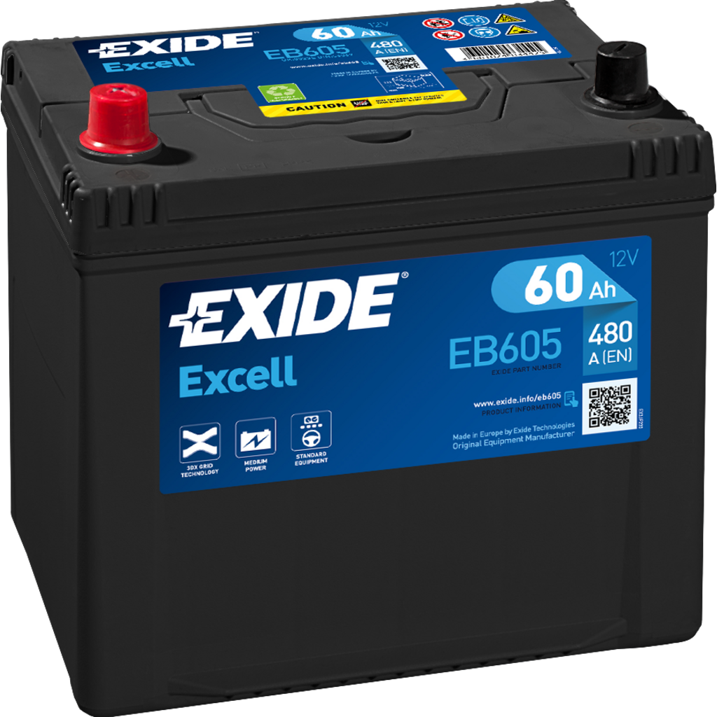 EB605_EXIDE Batería Exide EB605 Excell. 12V - 60Ah/480A (EN) Caja D23