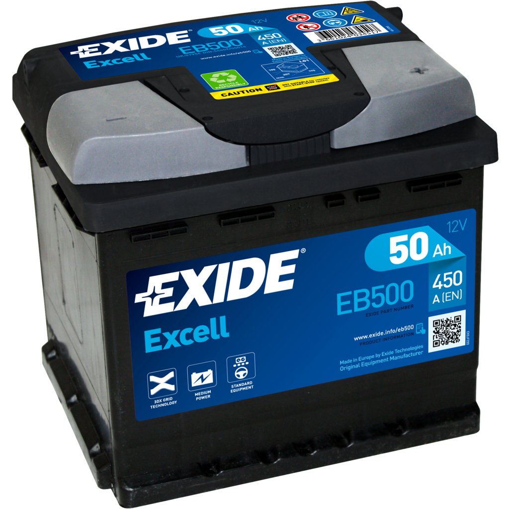 EB500_EXIDE Batería Exide EB500 Excell. 12V - 50Ah/450A (EN) Caja L1