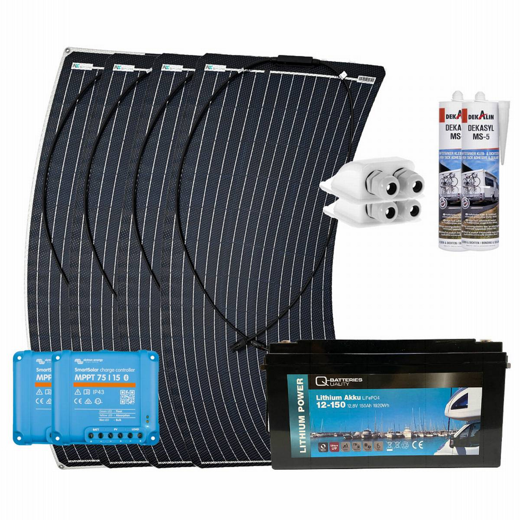 Kit solar camper 400W a-Tronix con batería litio 12V 150Ah y regulador MPPT Victron