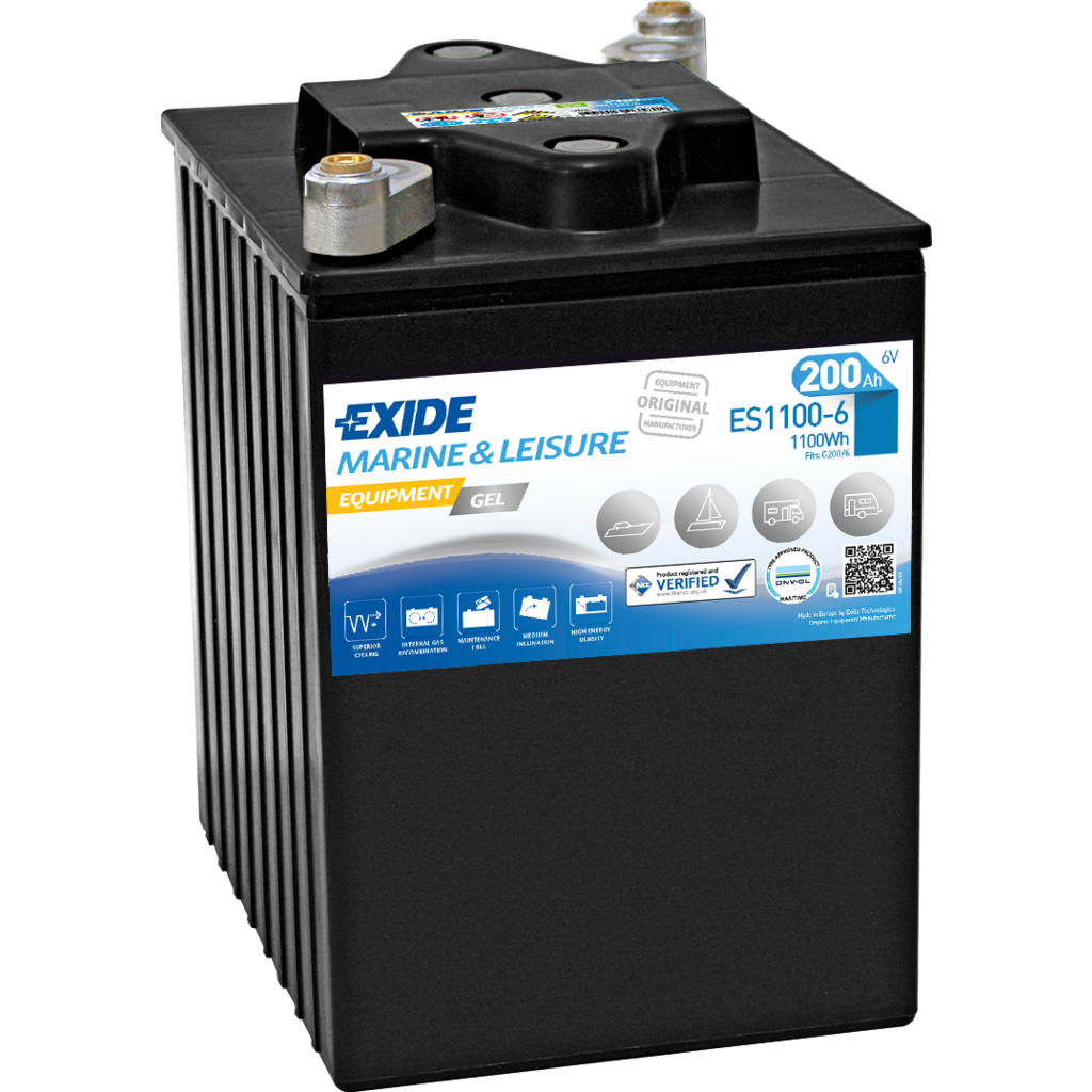 ES1100-6_EXIDE Batería Exide ES1100-6 Marina Gel. 6V - 200Ah/950A (EN) (244x190x275mm)
