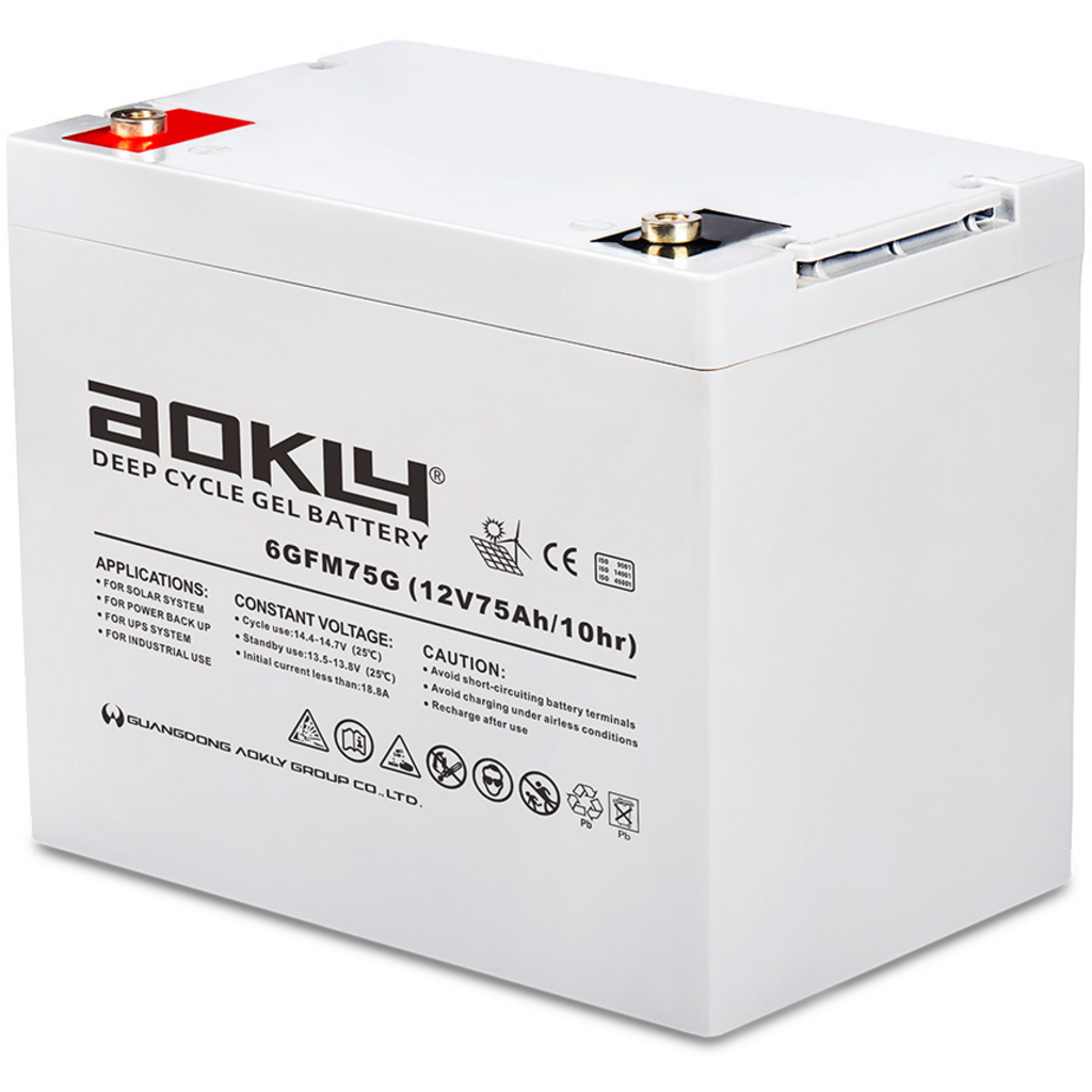 6GFM75G_AOKLY Batería Aokly 6GFM75G Gel Vrla. Tecnología GEL. 12V - 75Ah (260x168x210mm)