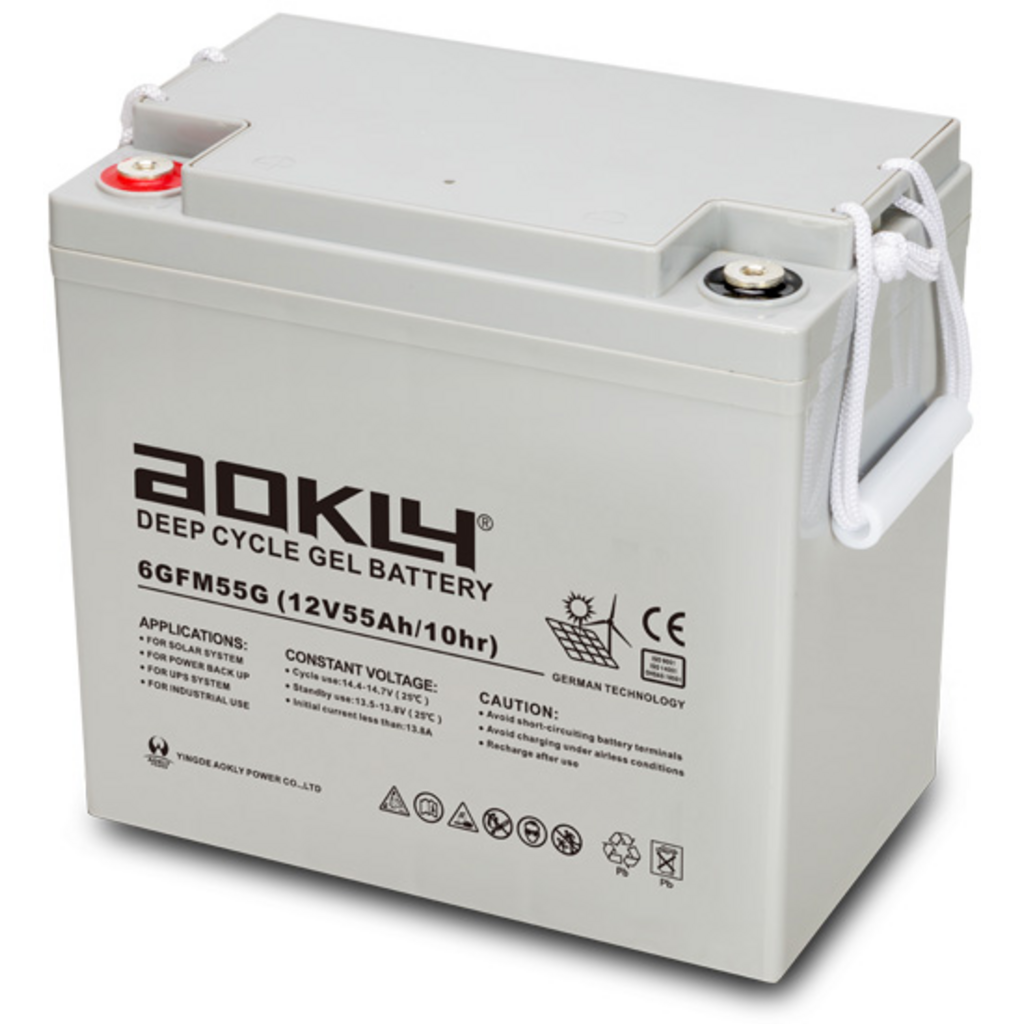 6GFM55G_AOKLY Batería Aokly 6GFM55G Gel Vrla. Tecnología GEL. 12V - 55Ah (229x138x210mm)