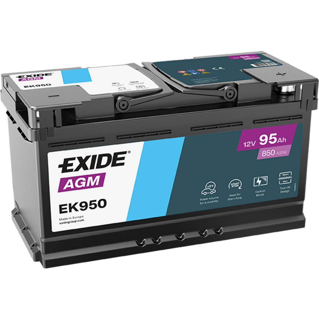 Batería Exide EK950 Agm. Tecnología AGM. 12V - 95Ah/850A (EN) Caja L5