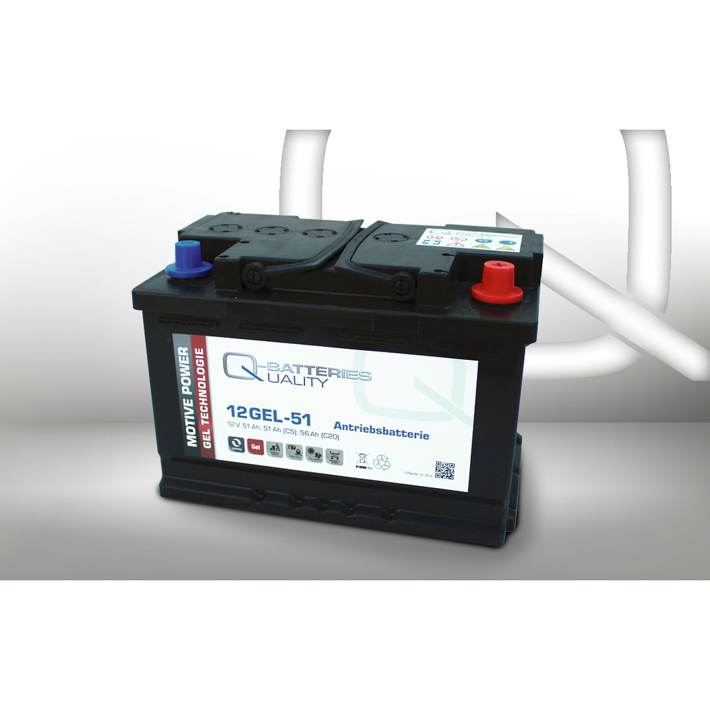 12GEL-51_QB Batería Qbatteries 12GEL-51 Gel Traction Battery. Tecnología GEL. 12V - 56Ah Caja L3 (276x175x190mm)