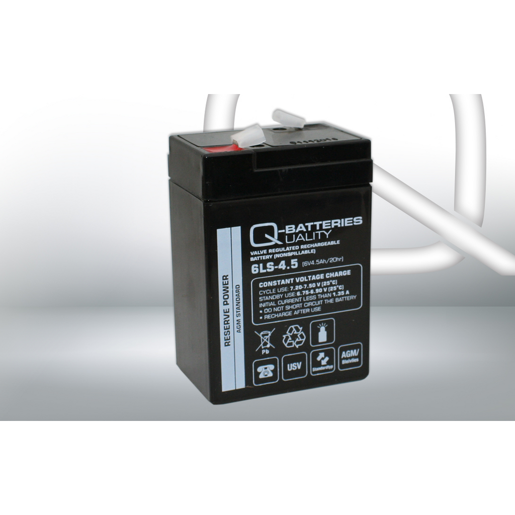 Batería Qbatteries 6LS-4.5 Agm Standard. Tecnología AGM. 6V - 4,5Ah (70x47x100mm)