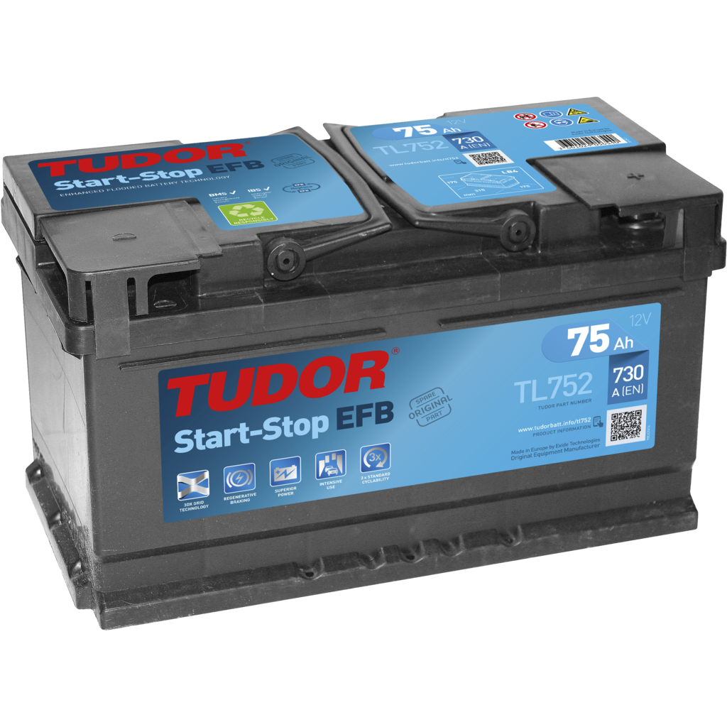TL752_TUDOR Batería Tudor TL752 Start-Stop Efb. Tecnología EFB. 12V - 75Ah/730A (EN) Caja LB4