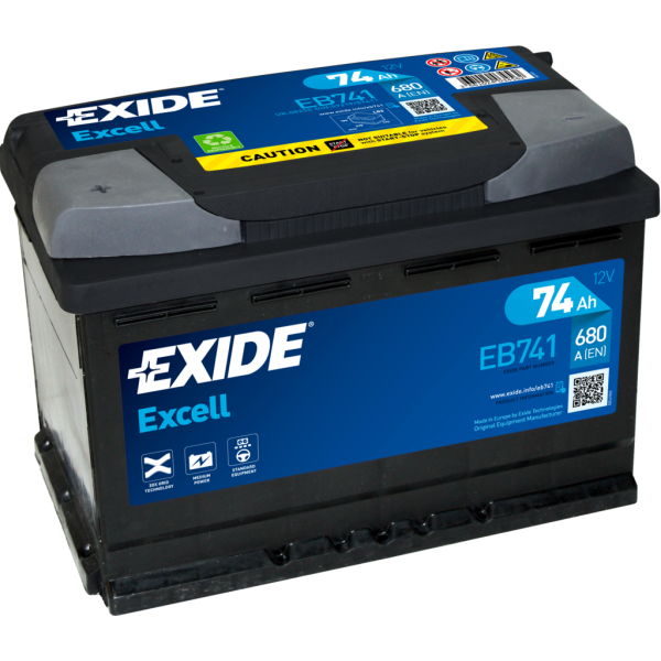 Batería Exide EB741 Excell. 12V - 74Ah/680A (EN) Caja L3