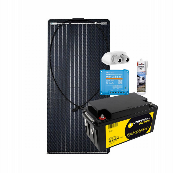 Kit solar camper 100W a-Tronix con batería solar de 78 Ah y regulador de carga MPPT