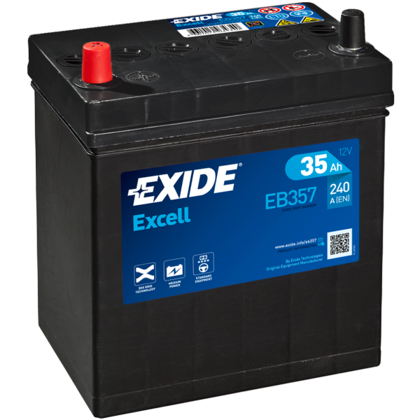 Batería Exide EB357 Excell. 12V - 35Ah/240A (EN) Caja B19 (187x127x220mm)