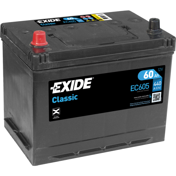 Batería Exide-Classic EC605 Classic. 12V - 60Ah/440A (EN) Caja D26 (260x168x200mm)
