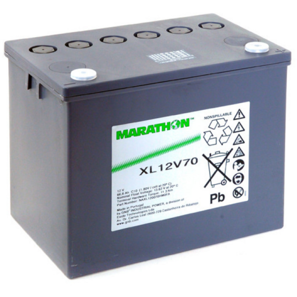 Batería Exide XL12V70 Marathon. Tecnología AGM. 12V - 66.6Ah (260x172x239mm)