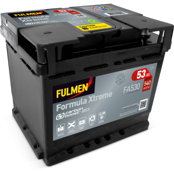Batería Fulmen FA530 Formula Xtreme. 12V - 53Ah/540A (EN) Caja L1 (207x175x190mm)
