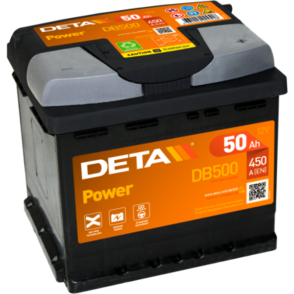 Batería Deta DB500 Power. 12V - 50Ah/450A (EN) Caja L1