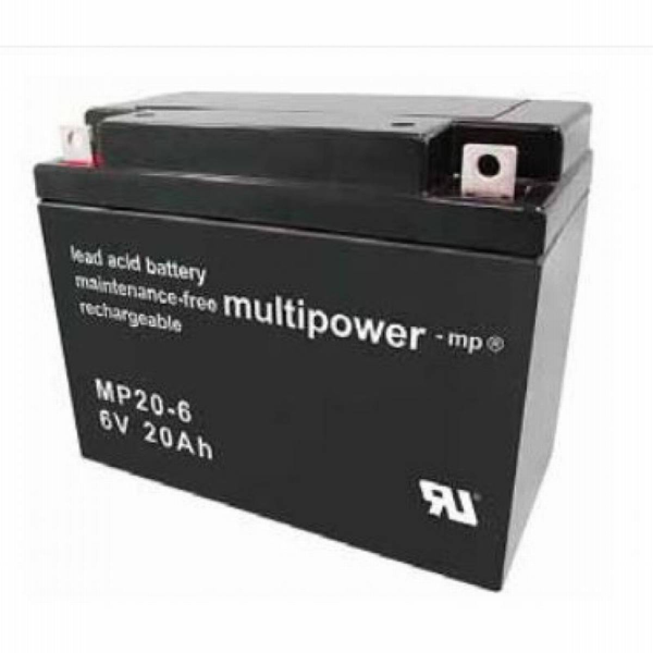 Batería Multipower MP20-6 . Tecnología AGM. 6V - 20Ah (157x83x125mm)