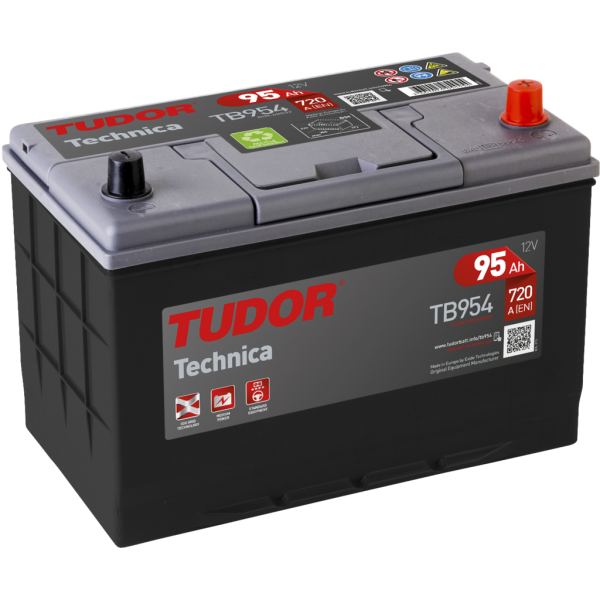 Batería Tudor TB954 Technica. 12V - 95Ah/760A (EN) Caja M27 (306x173x222mm)
