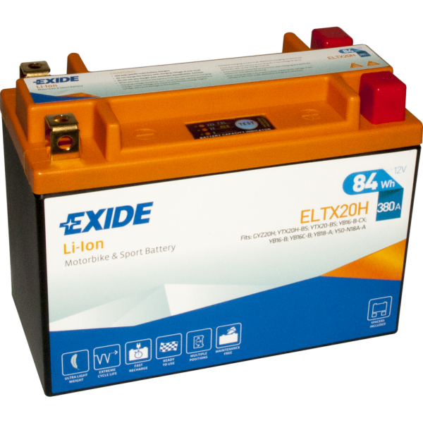 Batería Exide-Litio ELTX20H. 12V - 7Ah/380A (EN) (175x87x130mm)