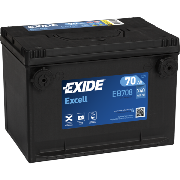 Batería Exide EB708 Excell. 12V - 70Ah/740A (EN) (260x180x186mm)