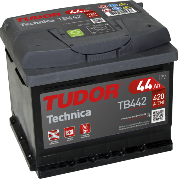 Batería Tudor TB442 Technica. 12V - 44Ah/420A (EN) Caja LB1 (207x175x175mm)
