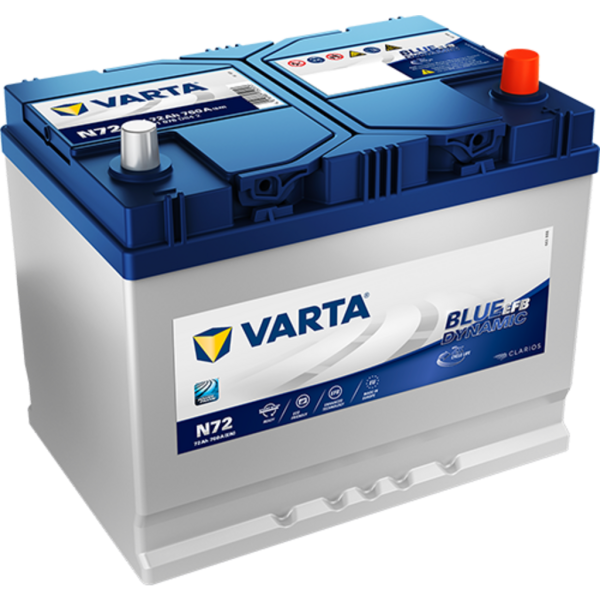 Batería Varta N72 Blue Dynamic Efb. Tecnología EFB. 12V - 72Ah/760A (EN) 572 501 076 D84 2 Caja D26