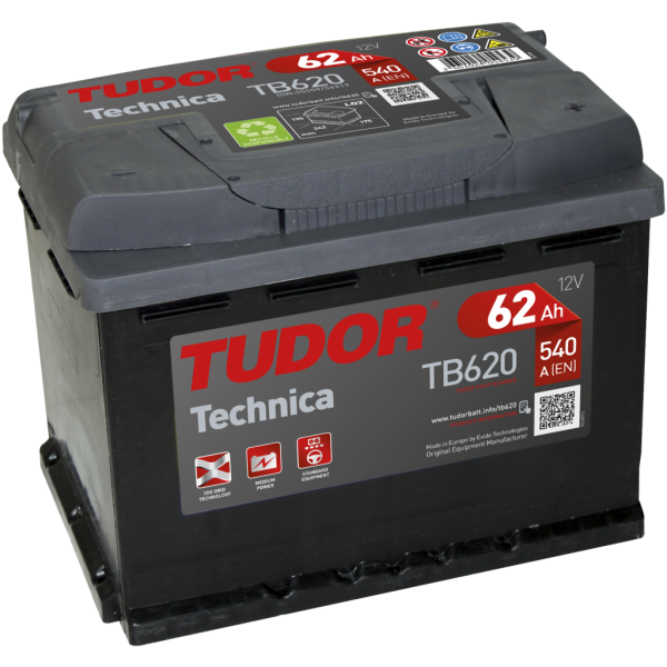 Batería Tudor TB620 Technica. 12V - 62Ah/540A (EN) Caja L2