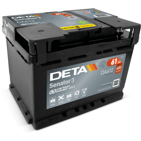 Batería Deta DA612 Senator 3. 12V - 61Ah/600A (EN) Caja LB2