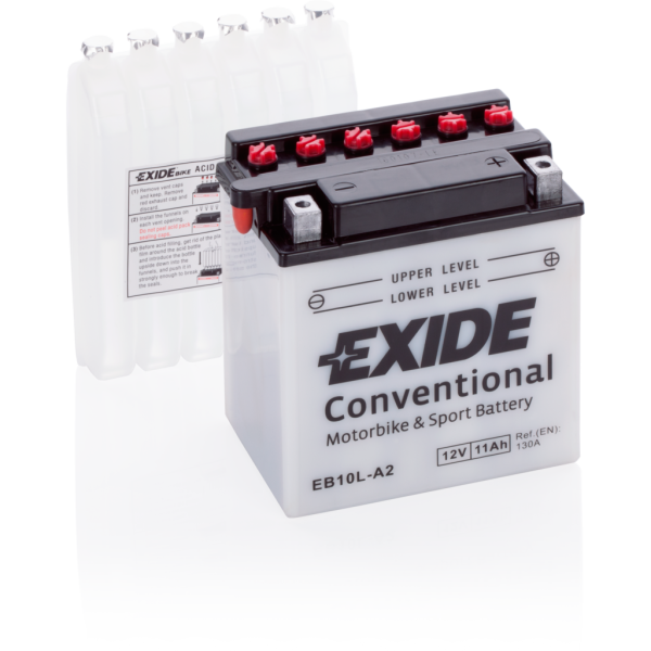 Batería Exide EB10L-A2 Moto 12V Conventional. 12V - 11Ah/130A (EN) (135x90x145mm)