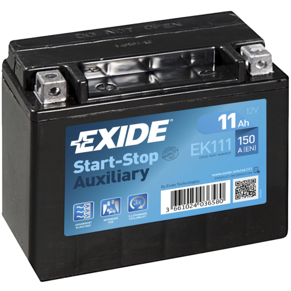 Batería Exide EK111 Baterias Auxiliares. 12V - 11Ah/150A (EN) (150x90x130mm)