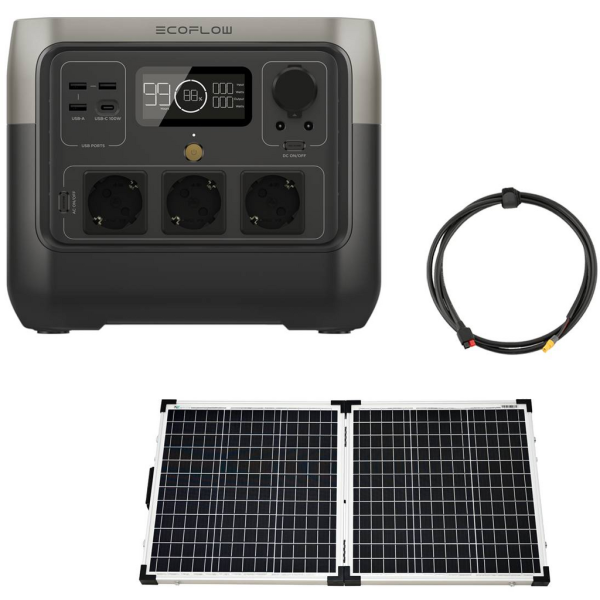 Kit solar camper EcoFlow River 2 Pro de 768Wh con panel solar plegable 100W