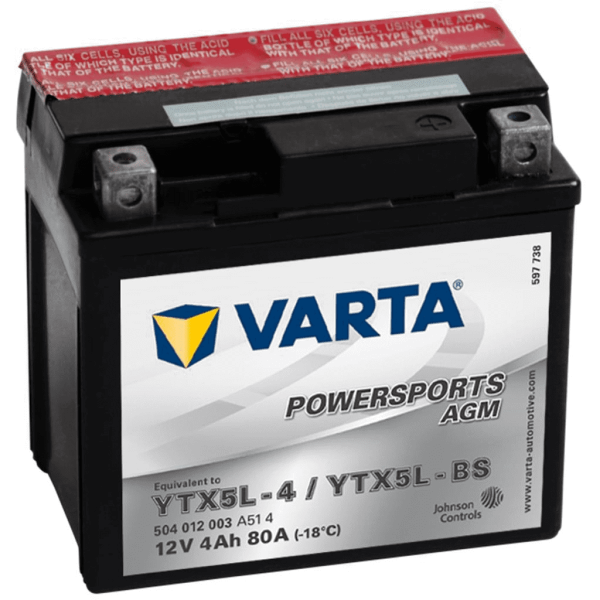 Batería Varta YTX5L-4/YTX5L-BS Motocicleta. 12V - 4Ah (114x71x106mm)