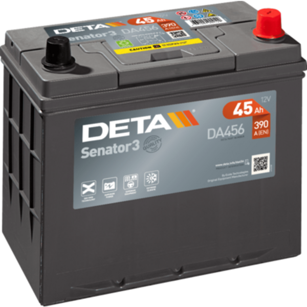 Batería Deta DA456 Senator 3. 12V - 45Ah/390A (EN) Caja B24 (237x127x227mm)