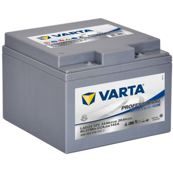 Batería Varta LAD24 Professional Dual Purpose. 12V - 22Ah (165x176x125mm)