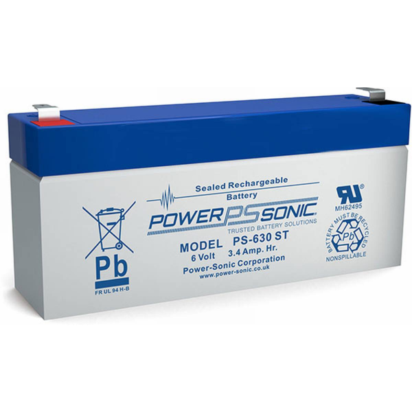 Batería Powersonic PS-630ST . Tecnología AGM. 6V - 3.4Ah (134x34x65mm)